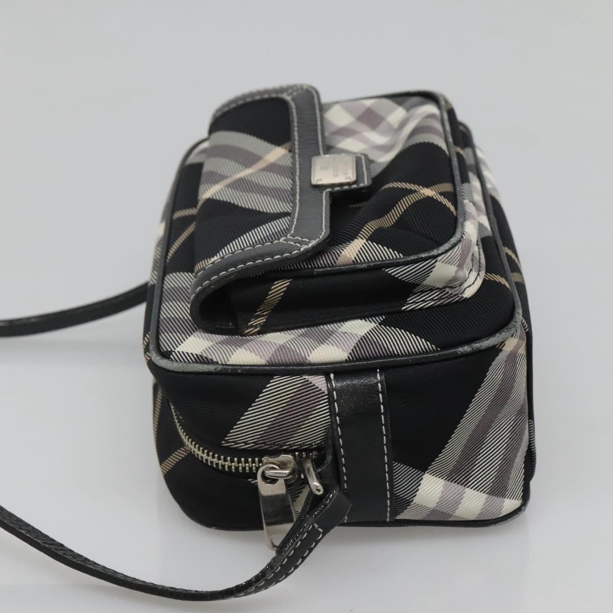 BURBERRY Nova Check Blue Label Shoulder Bag Canvas Black Silver Auth yk17807