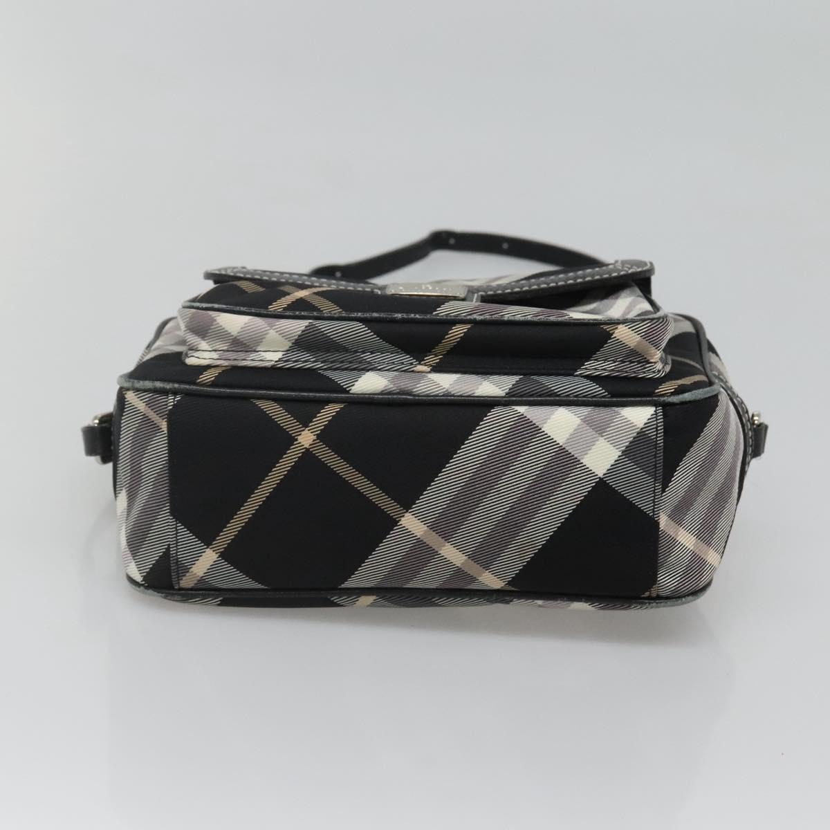 BURBERRY Nova Check Blue Label Shoulder Bag Canvas Black Silver Auth yk17807
