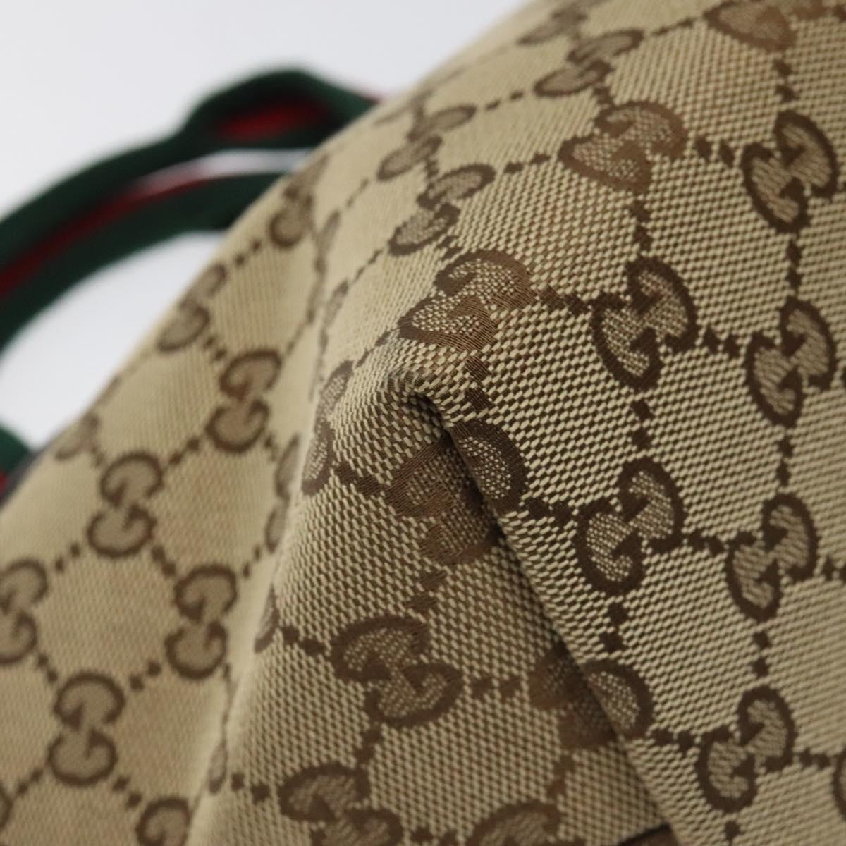 GUCCI GG Canvas Web Sherry Line Hand Bag Beige Silver 284728 Auth yk17820