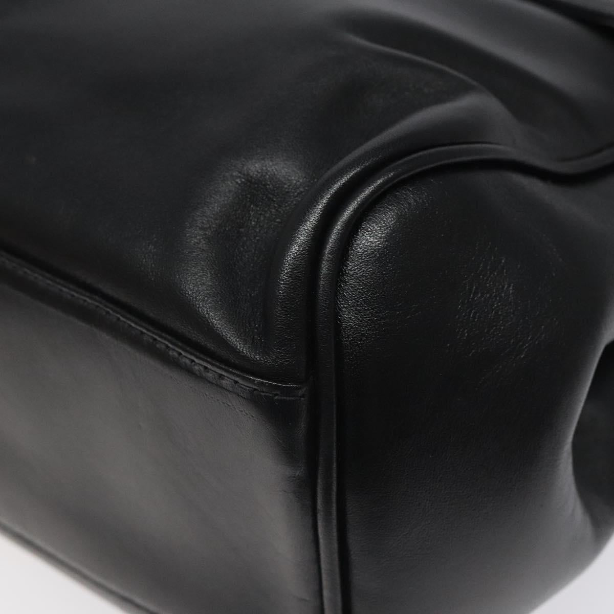 BALLY Hand Bag Leather Black Gold Auth yk17845