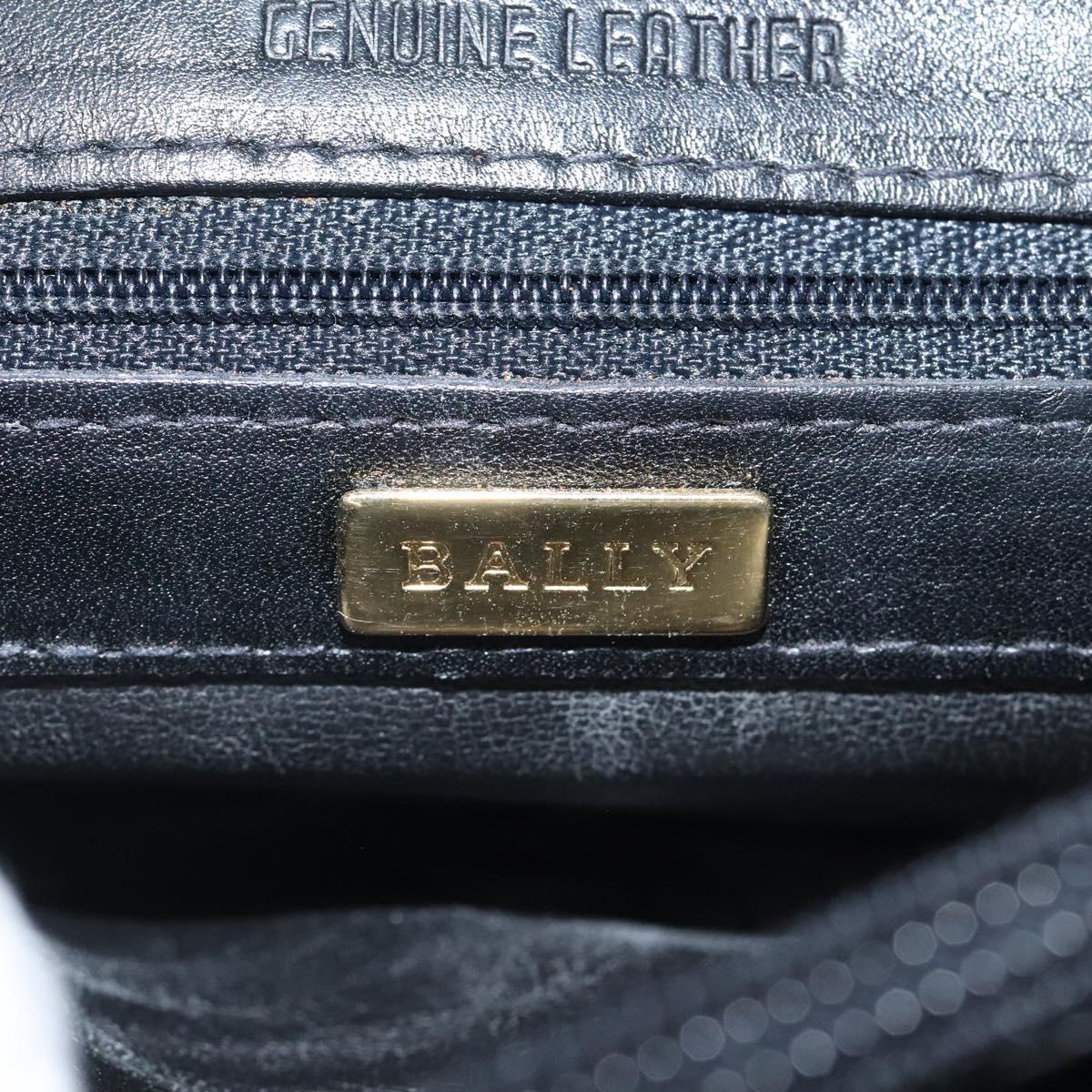 BALLY Hand Bag Leather Black Gold Auth yk17845