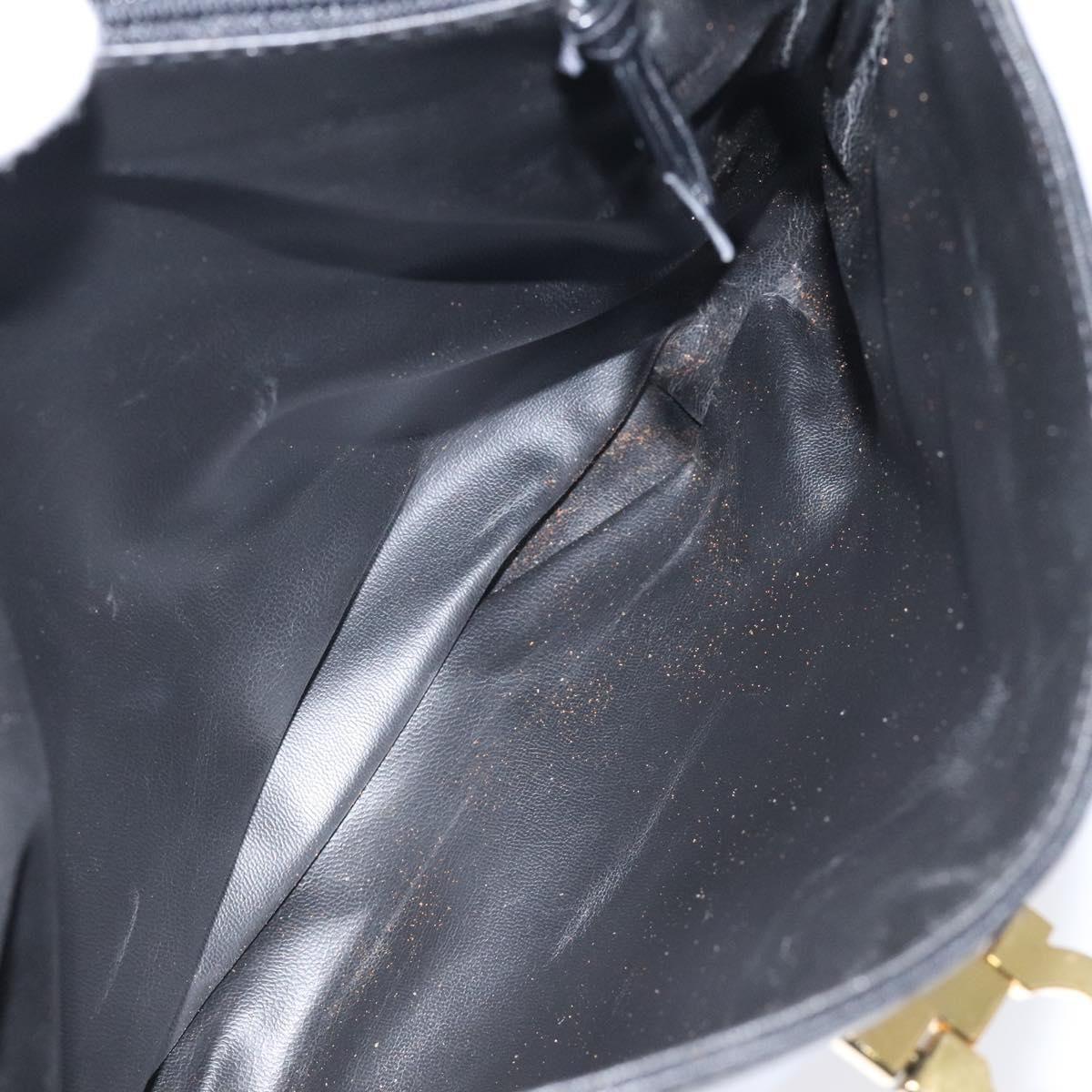 BALLY Hand Bag Leather Black Gold Auth yk17845