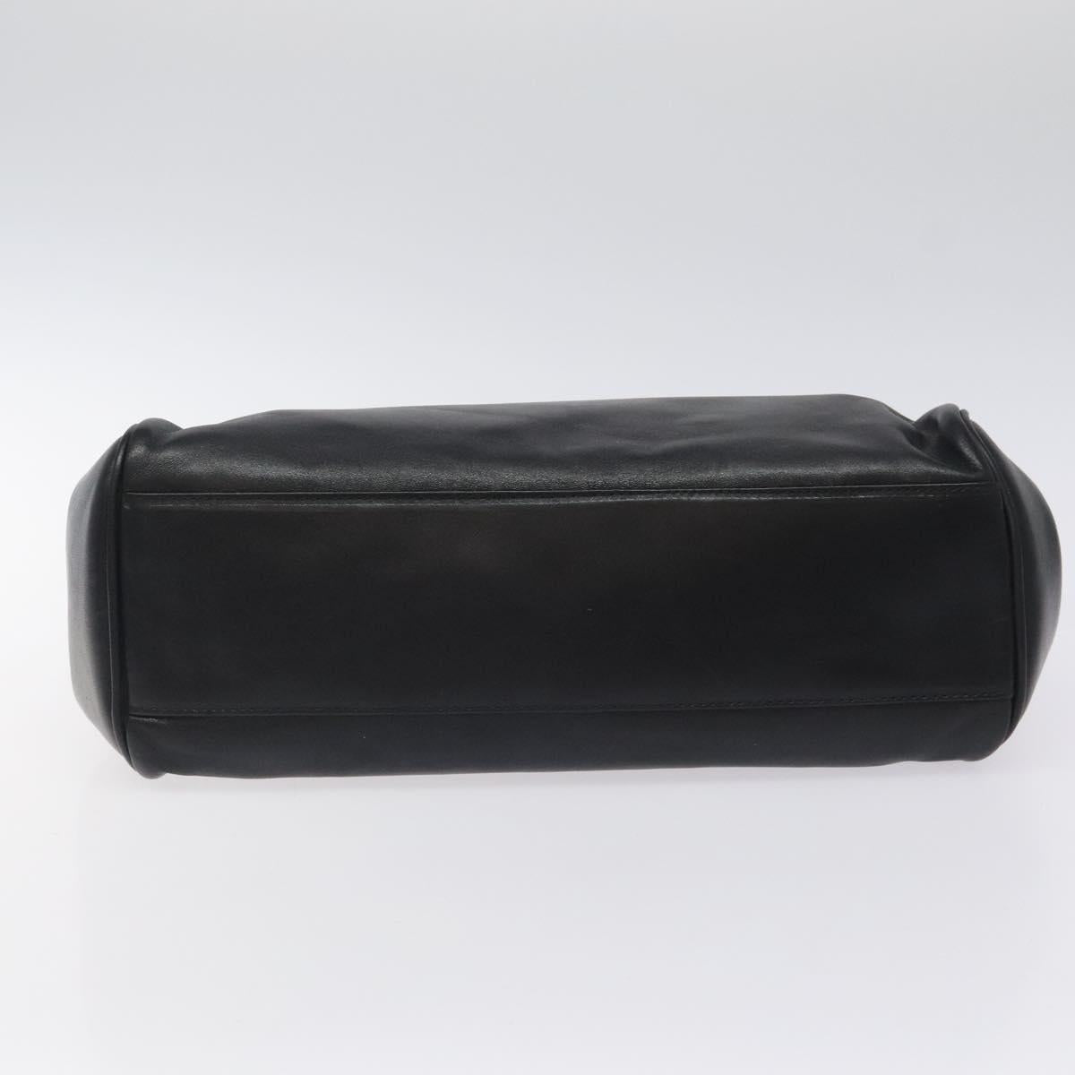 BALLY Hand Bag Leather Black Gold Auth yk17845