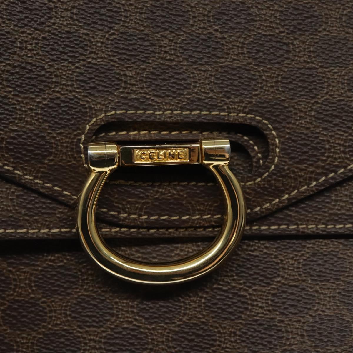 CELINE Macadam Canvas Hand Bag PVC Leather Brown Gold Auth yk17887
