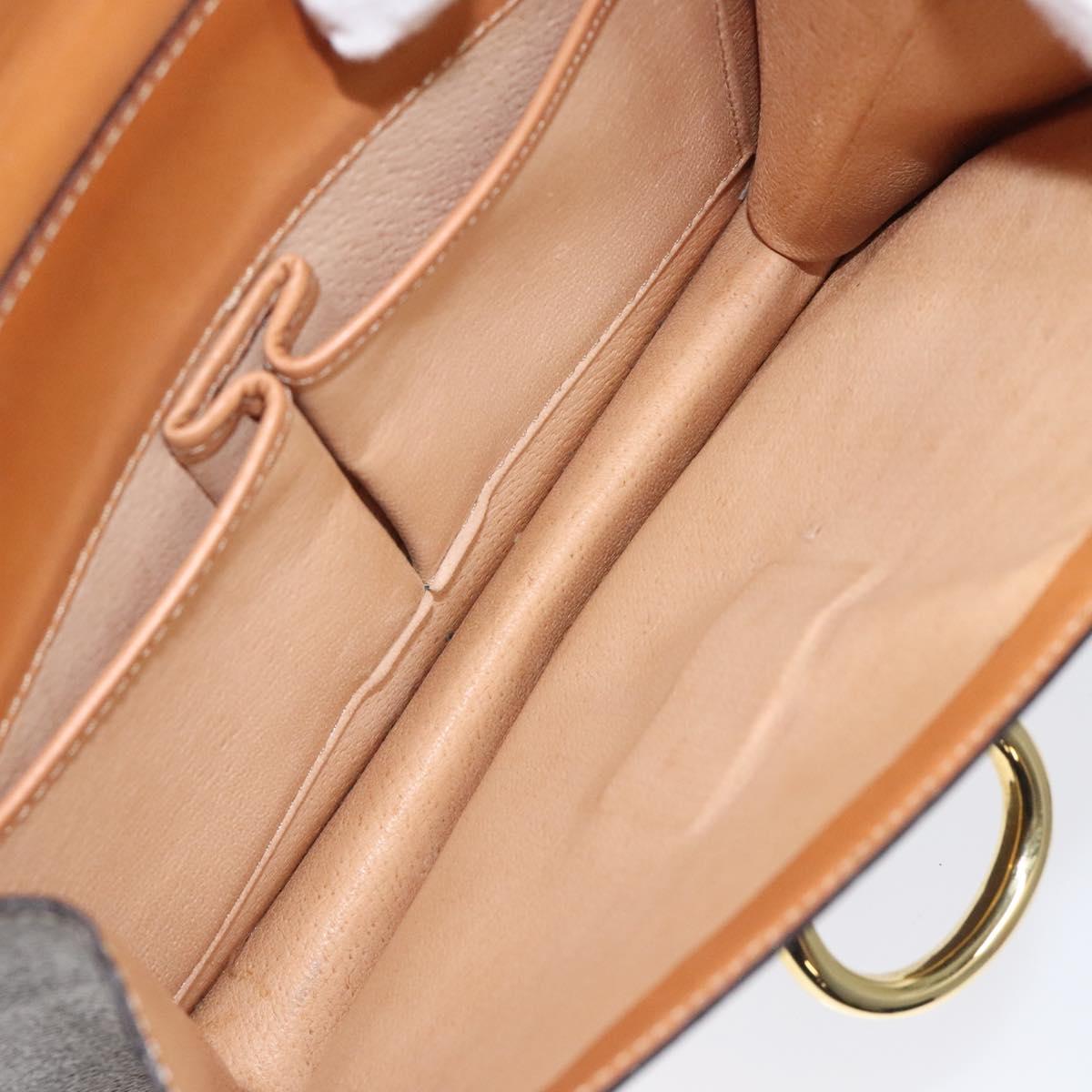 CELINE Macadam Canvas Hand Bag PVC Leather Brown Gold Auth yk17887