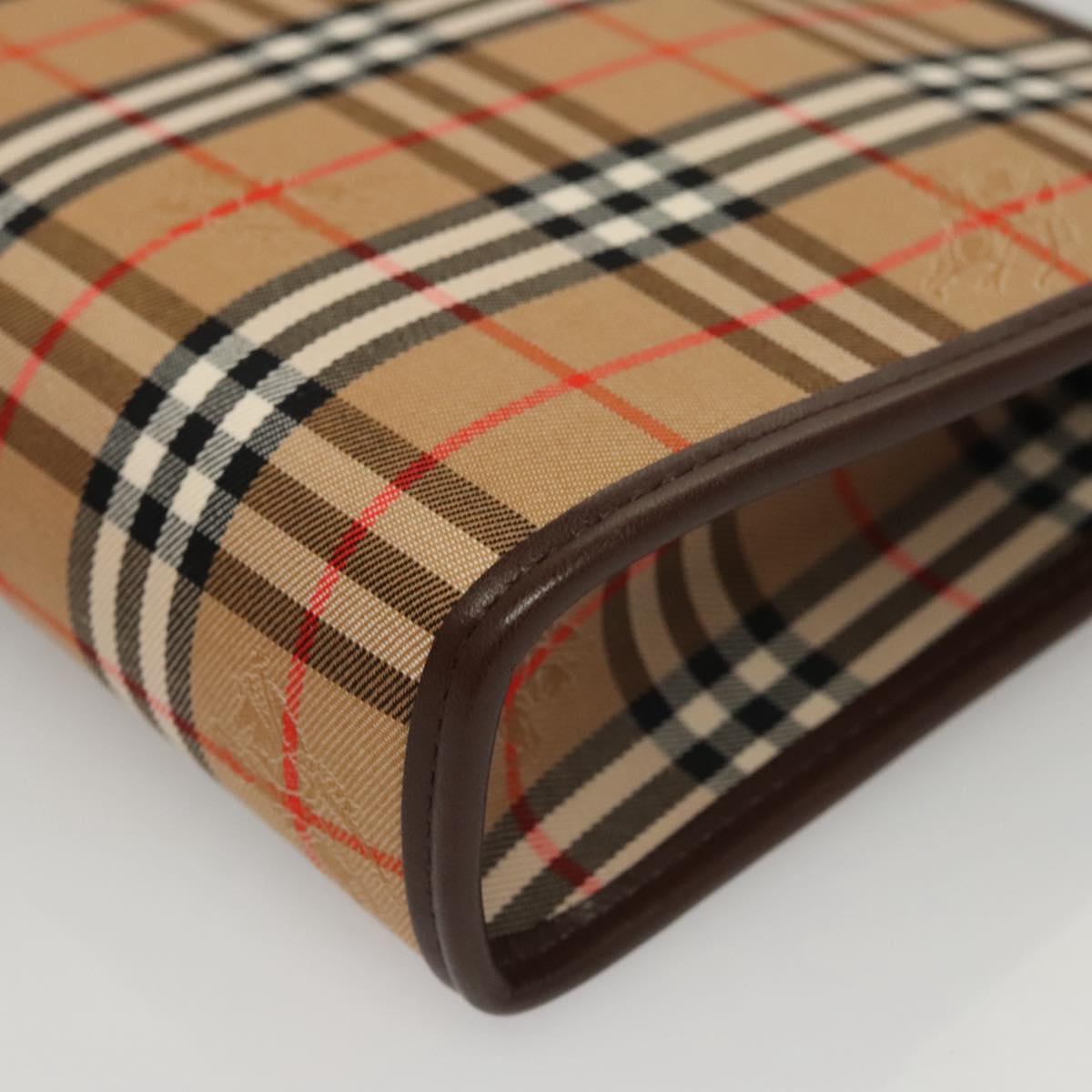 Burberrys Nova Check Accessory Pouch Canvas Beige Auth yk17888