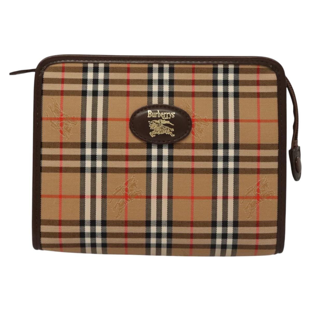 Burberrys Nova Check Accessory Pouch Canvas Beige Auth yk17888