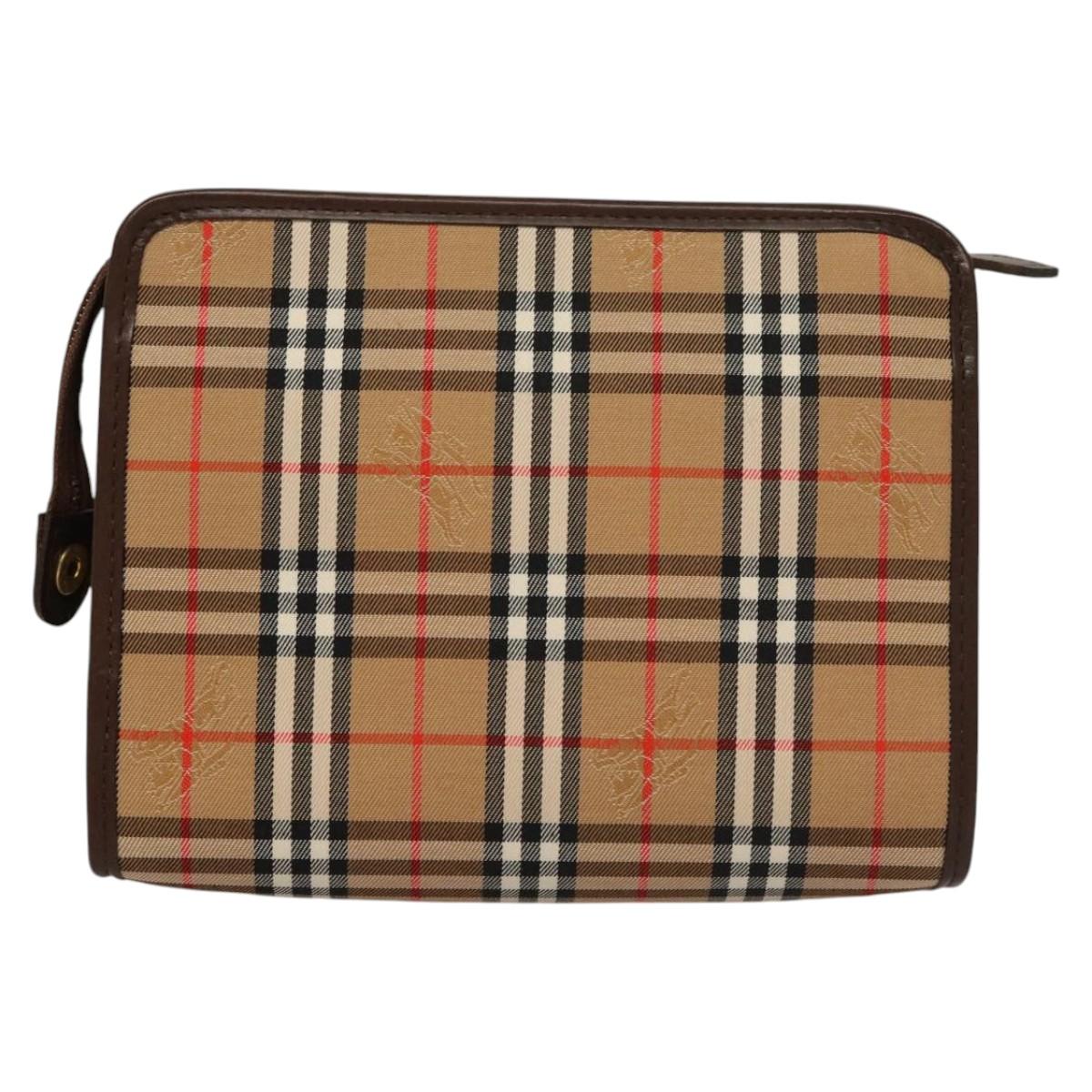 Burberrys Nova Check Accessory Pouch Canvas Beige Auth yk17888