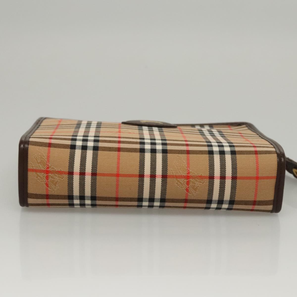 Burberrys Nova Check Accessory Pouch Canvas Beige Auth yk17888