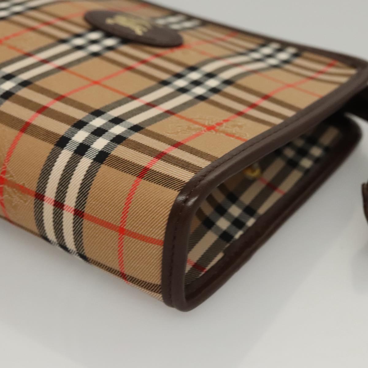 Burberrys Nova Check Accessory Pouch Canvas Beige Auth yk17888