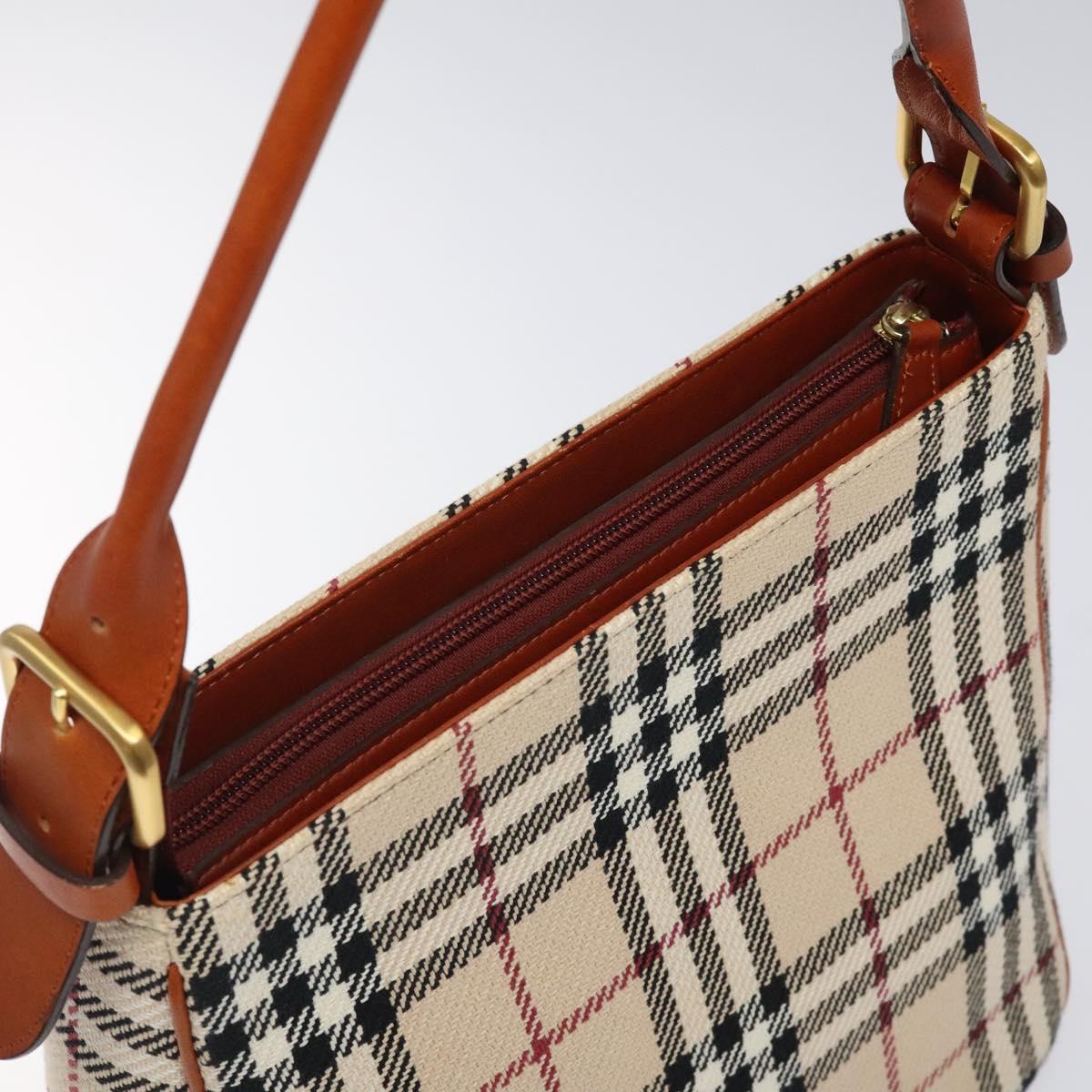 BURBERRY Nova Check Shoulder Bag Wool Beige Gold Auth yk17894