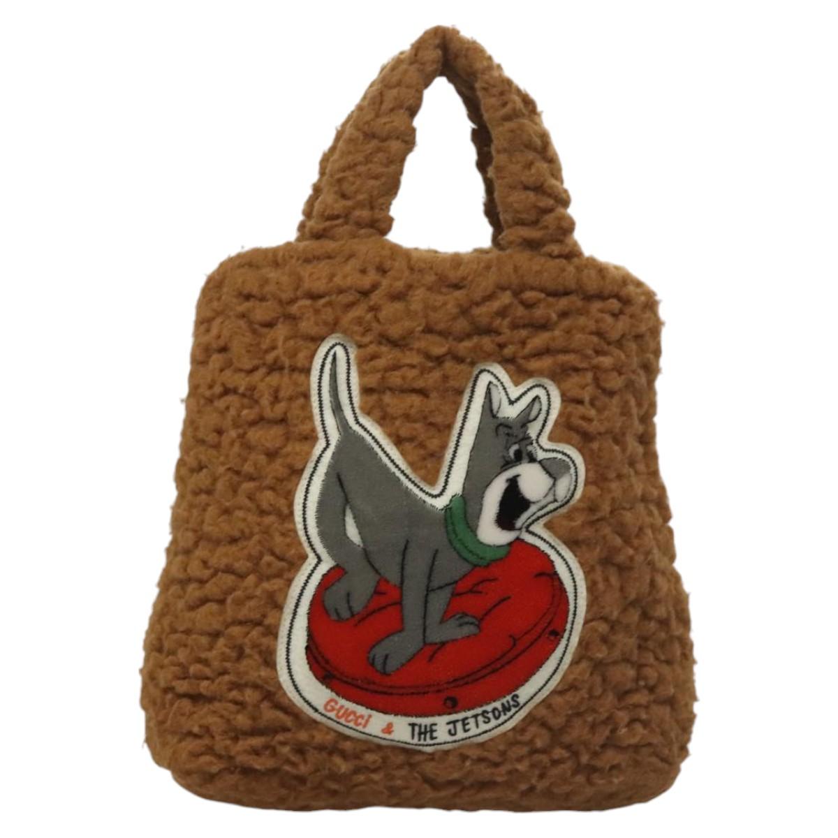 GUCCI Jetsons Collaboration Hand Bag Wool Brown 752175 Auth yk17895