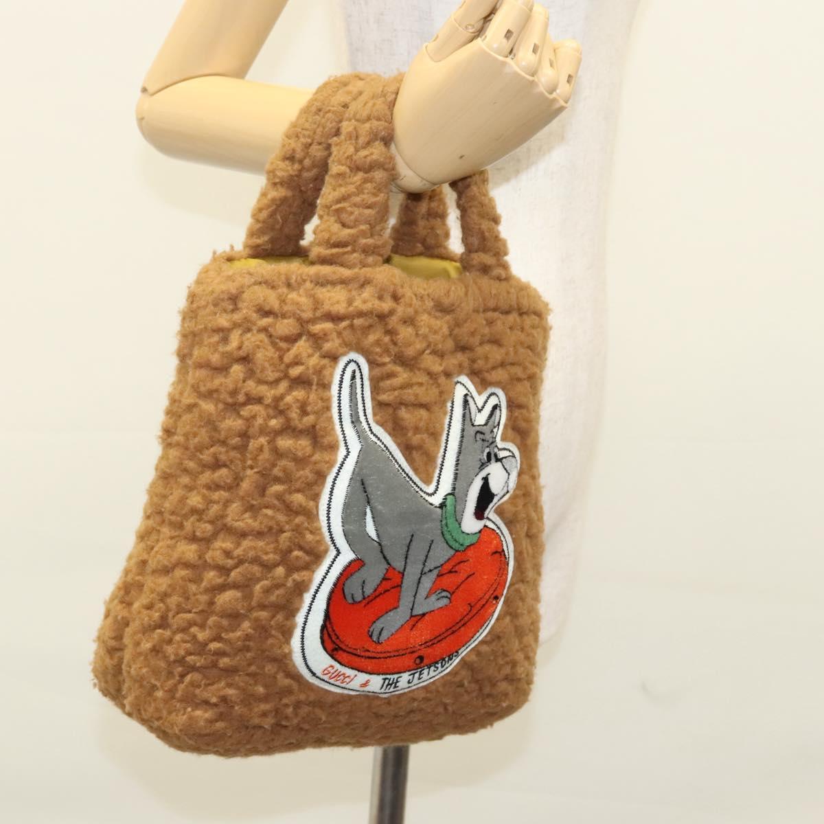 GUCCI Jetsons Collaboration Hand Bag Wool Brown 752175 Auth yk17895