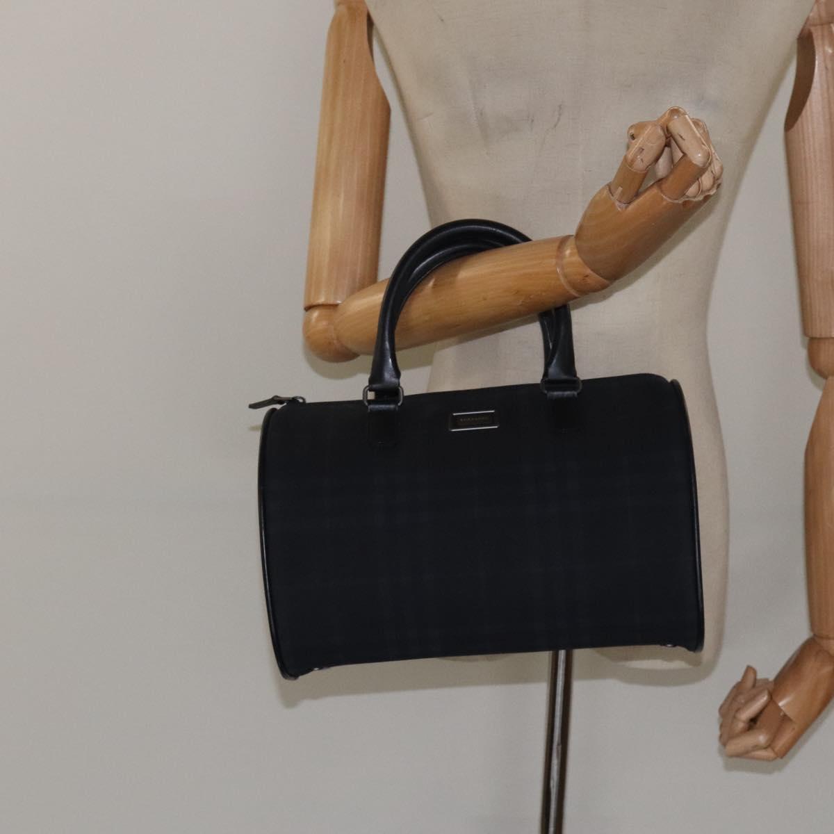 BURBERRY Nova Check Hand Bag Canvas Navy Auth yk17897