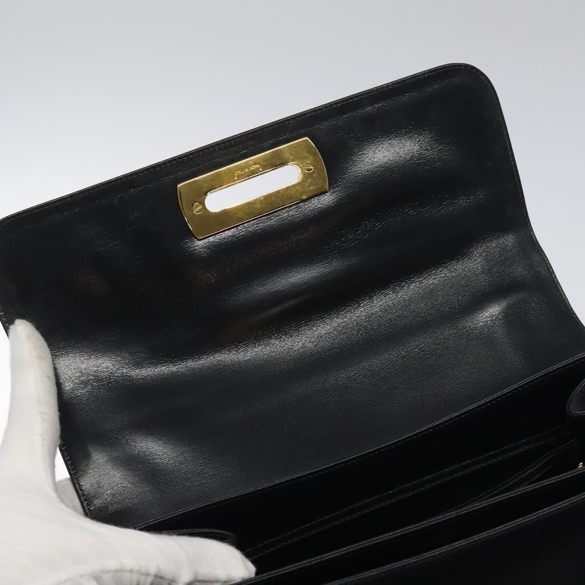 Salvatore Ferragamo Gancini Hand Bag Leather Black Gold Auth yk17898
