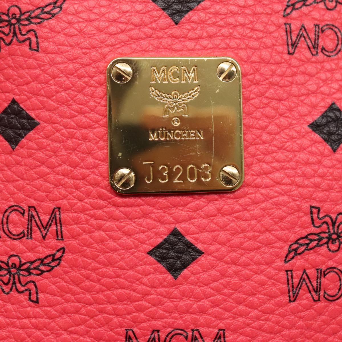 MCM Vicetos Logogram Studs Backpack PVC Leather Pink Gold Auth yk17904