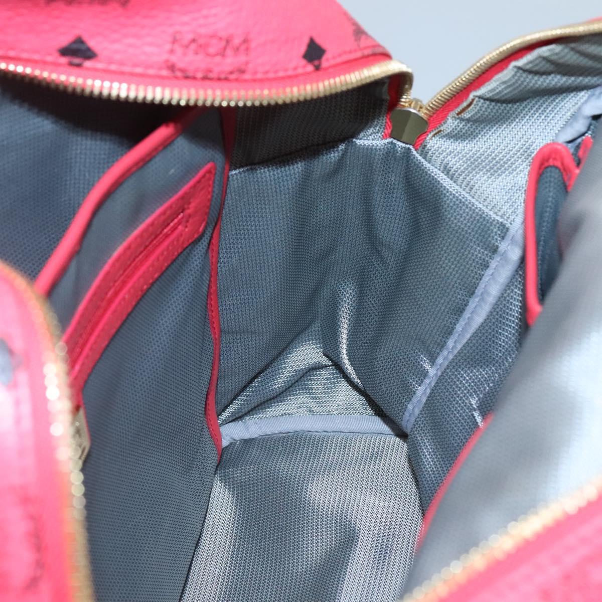 MCM Vicetos Logogram Studs Backpack PVC Leather Pink Gold Auth yk17904