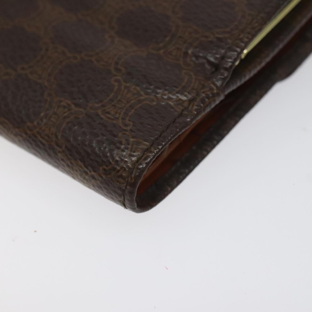 CELINE Macadam Canvas Compact Wallet PVC Leather Brown Auth yk17906