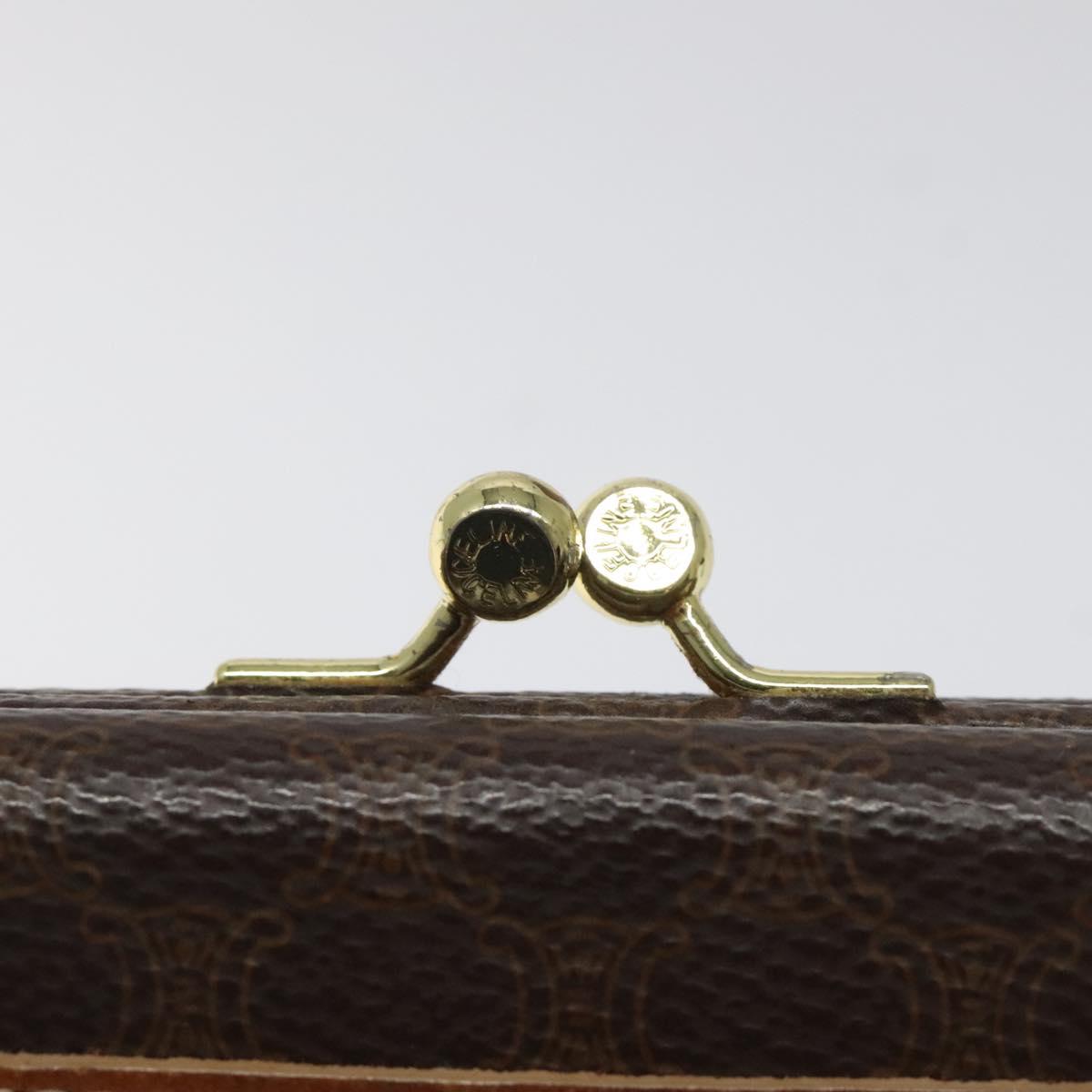 CELINE Macadam Canvas Compact Wallet PVC Leather Brown Auth yk17906