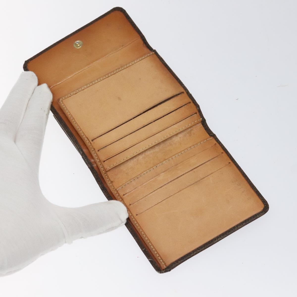 CELINE Macadam Canvas Compact Wallet PVC Leather Brown Auth yk17906