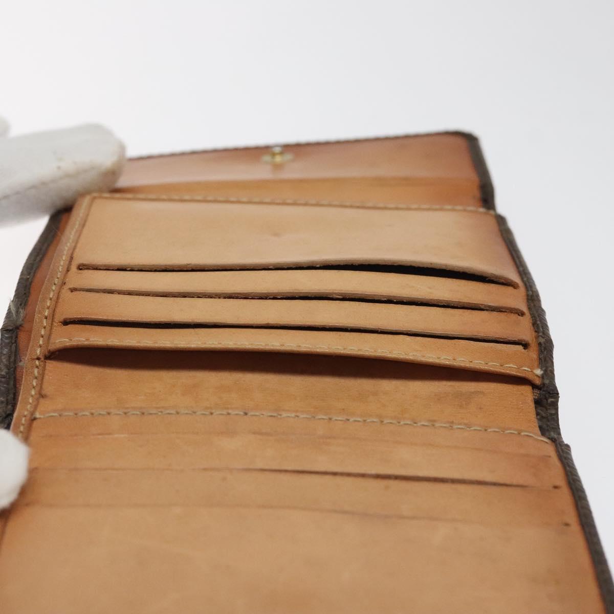 CELINE Macadam Canvas Compact Wallet PVC Leather Brown Auth yk17906