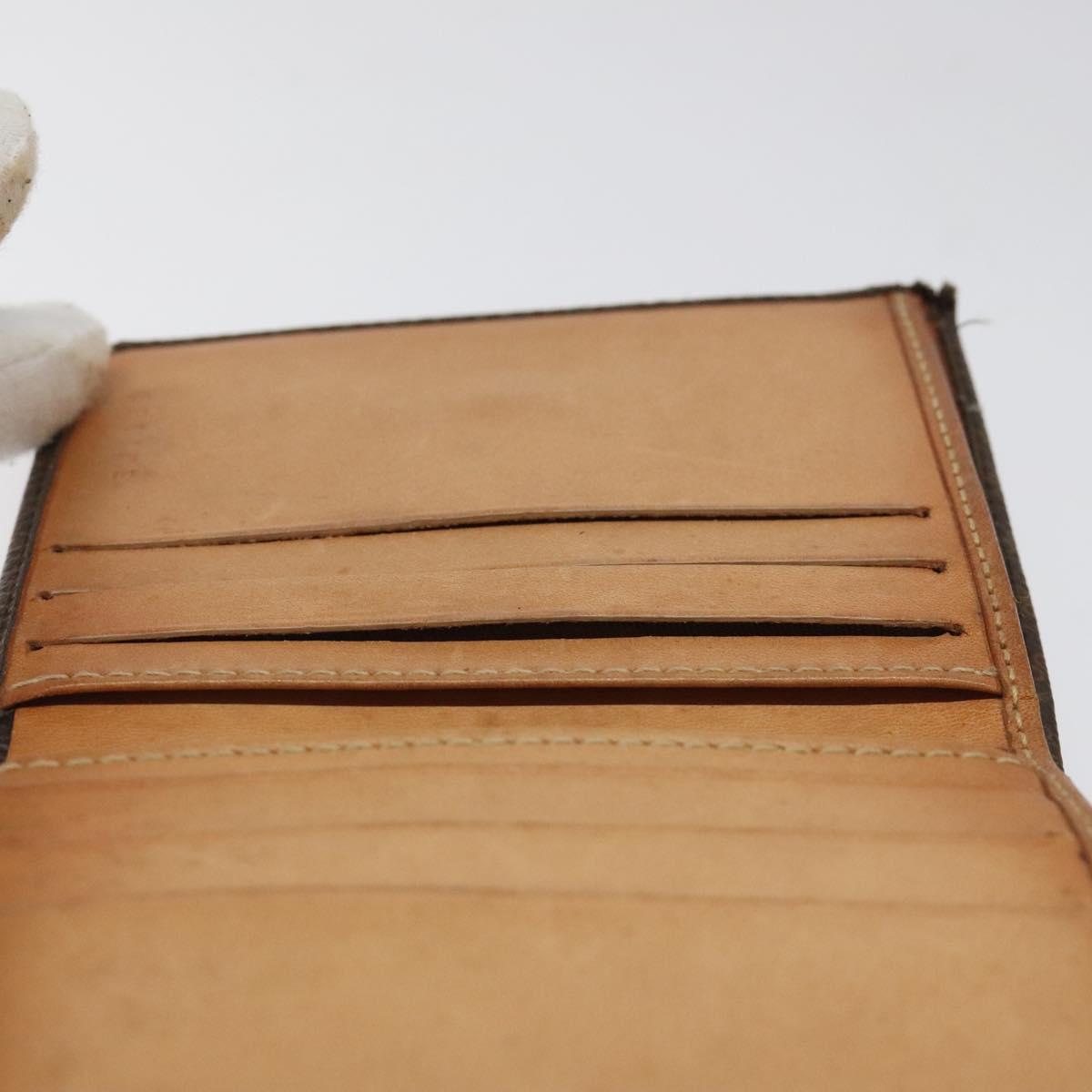 CELINE Macadam Canvas Compact Wallet PVC Leather Brown Auth yk17906