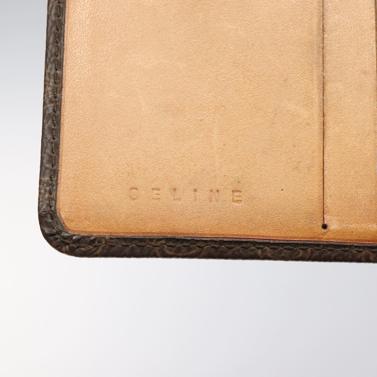 CELINE Macadam Canvas Compact Wallet PVC Leather Brown Auth yk17906