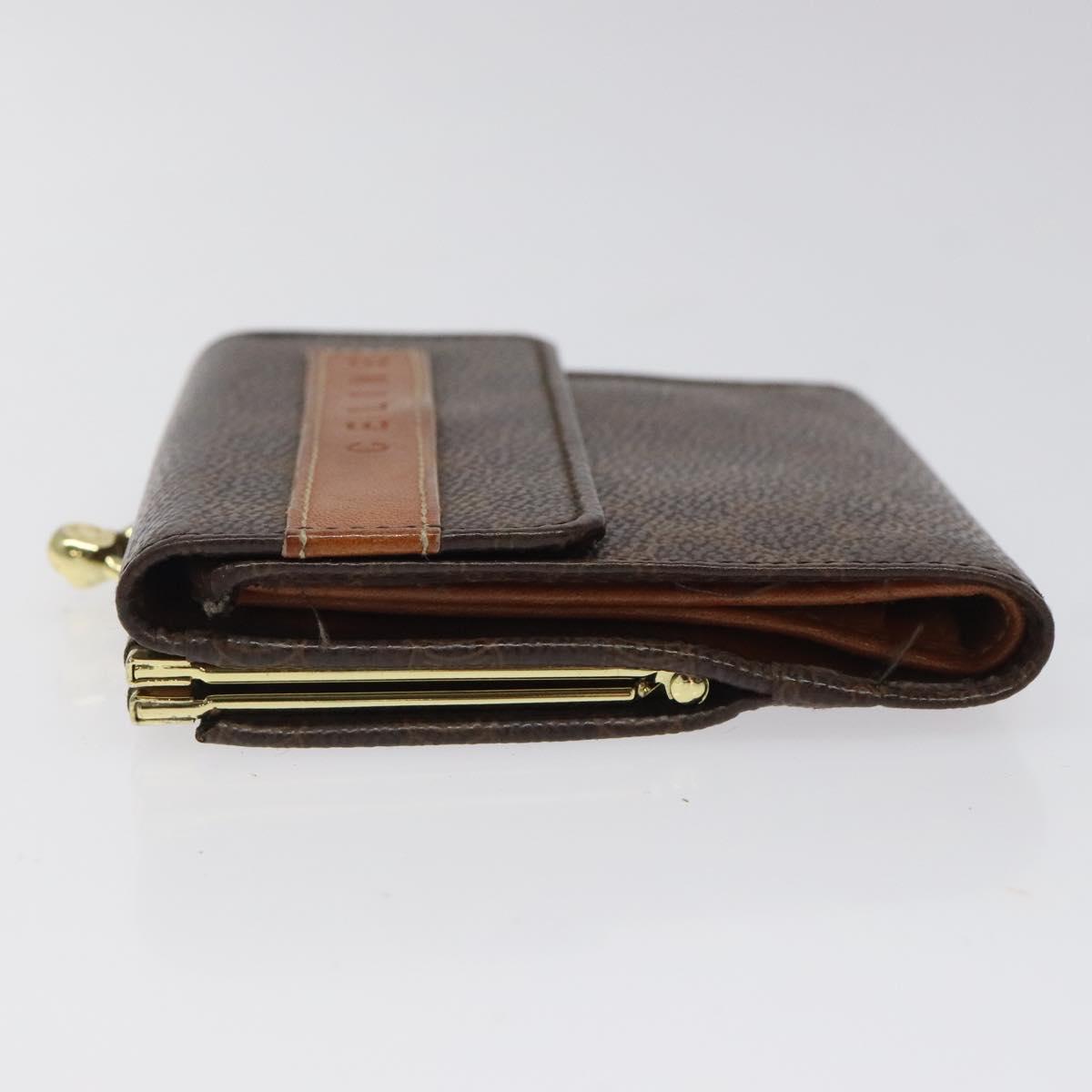 CELINE Macadam Canvas Compact Wallet PVC Leather Brown Auth yk17906