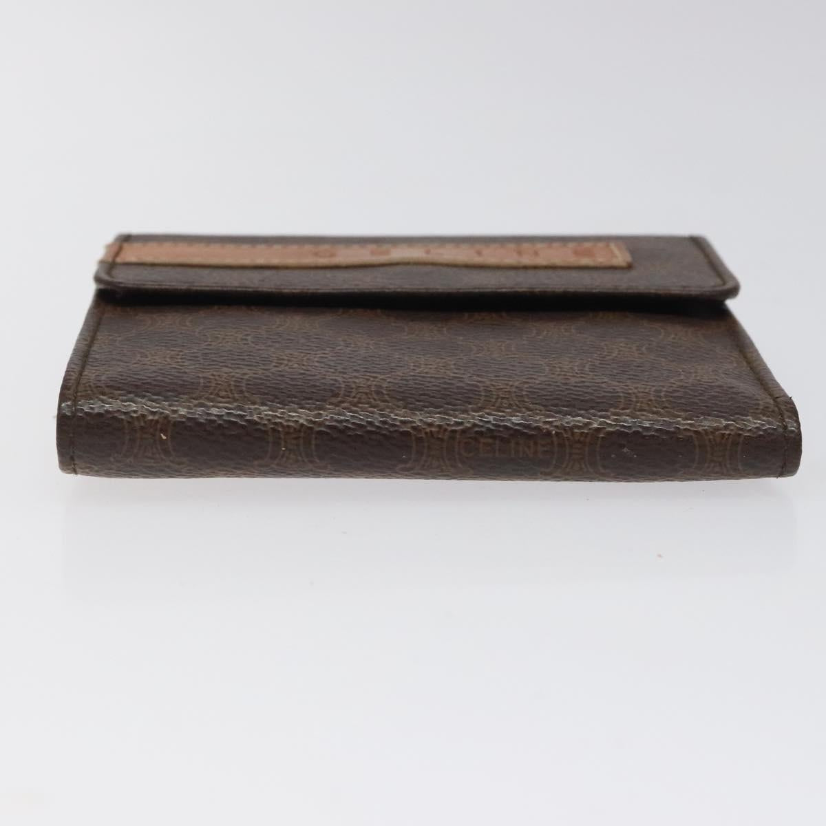 CELINE Macadam Canvas Compact Wallet PVC Leather Brown Auth yk17906