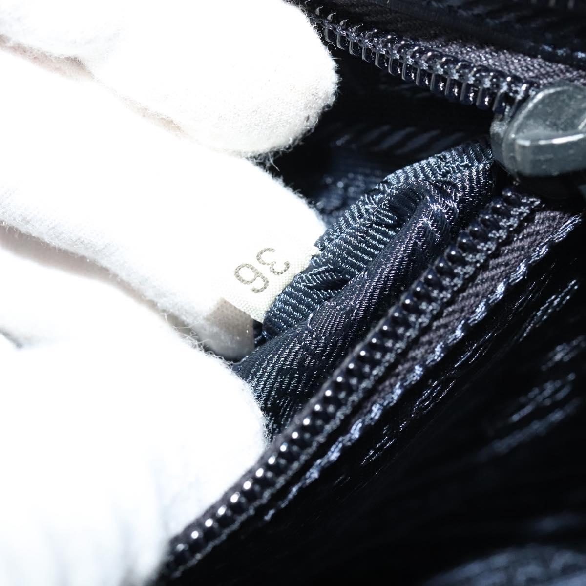 PRADA Chain Hand Bag Suede Navy Gold Auth yk17929