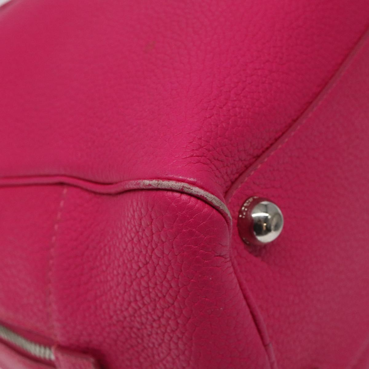 LOEWE Anagram Hand Bag Leather Pink Gold Auth yk17930