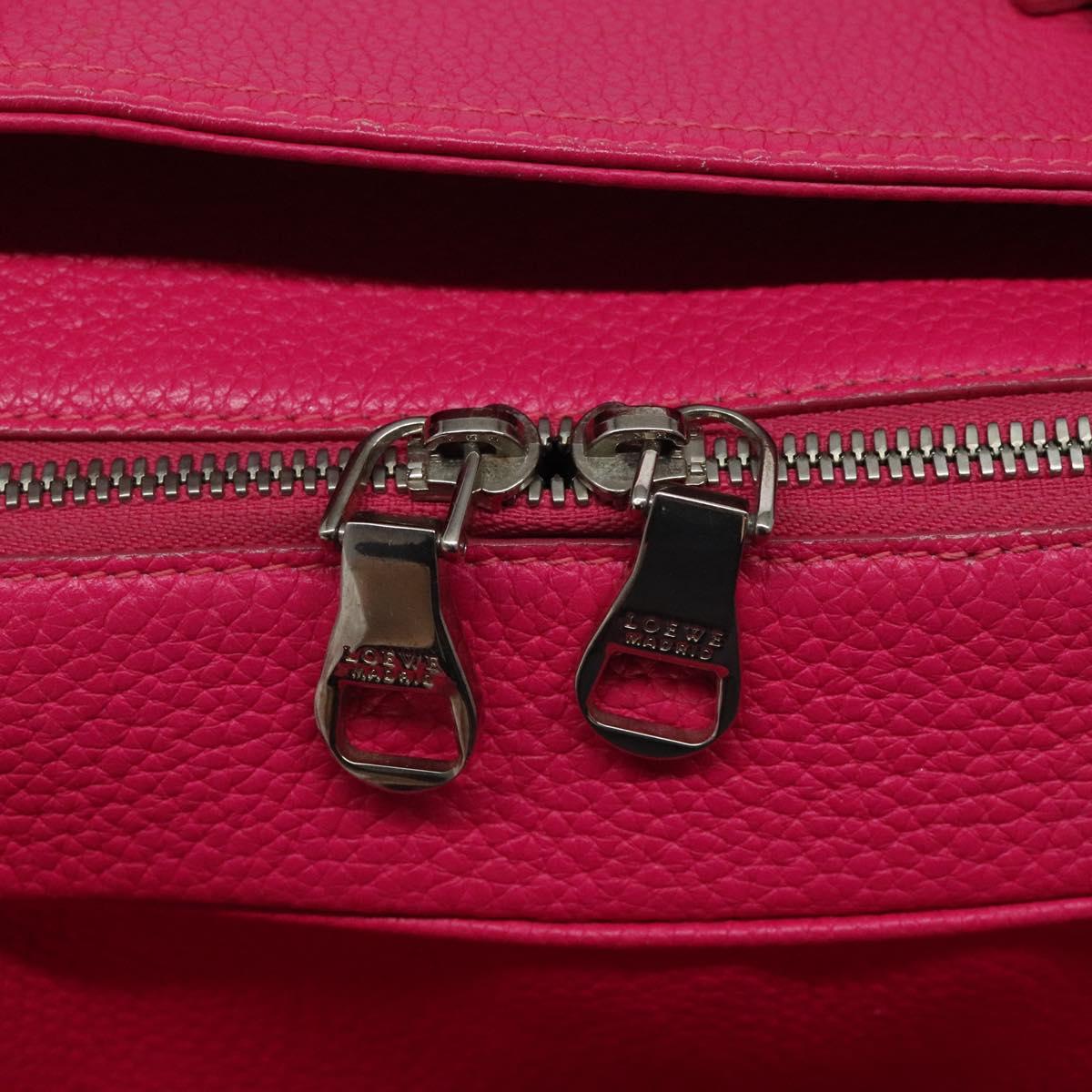 LOEWE Anagram Hand Bag Leather Pink Gold Auth yk17930