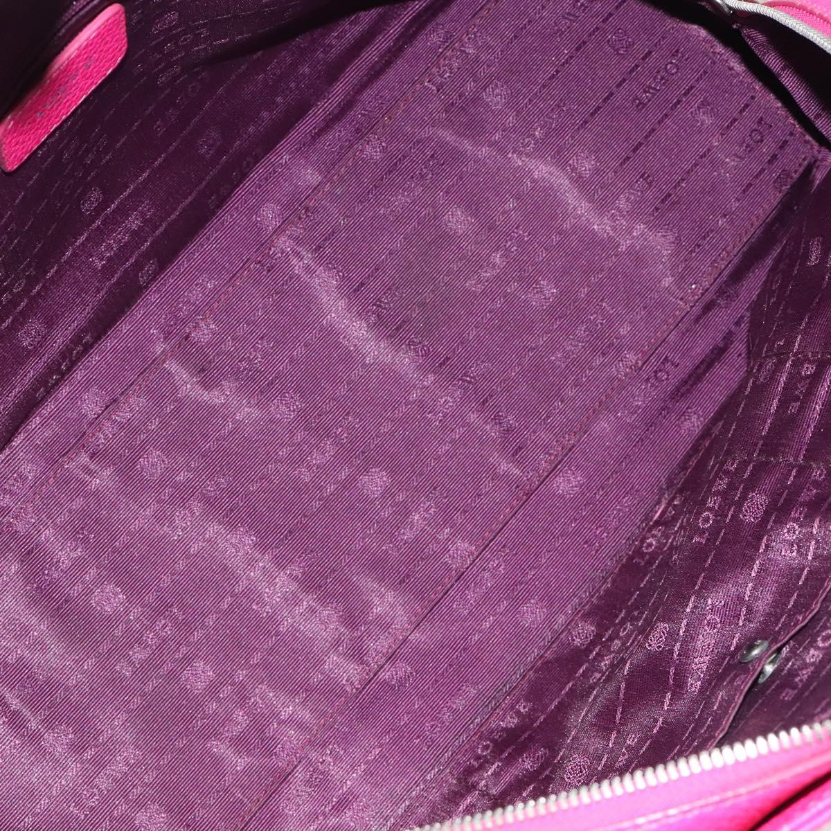 LOEWE Anagram Hand Bag Leather Pink Gold Auth yk17930