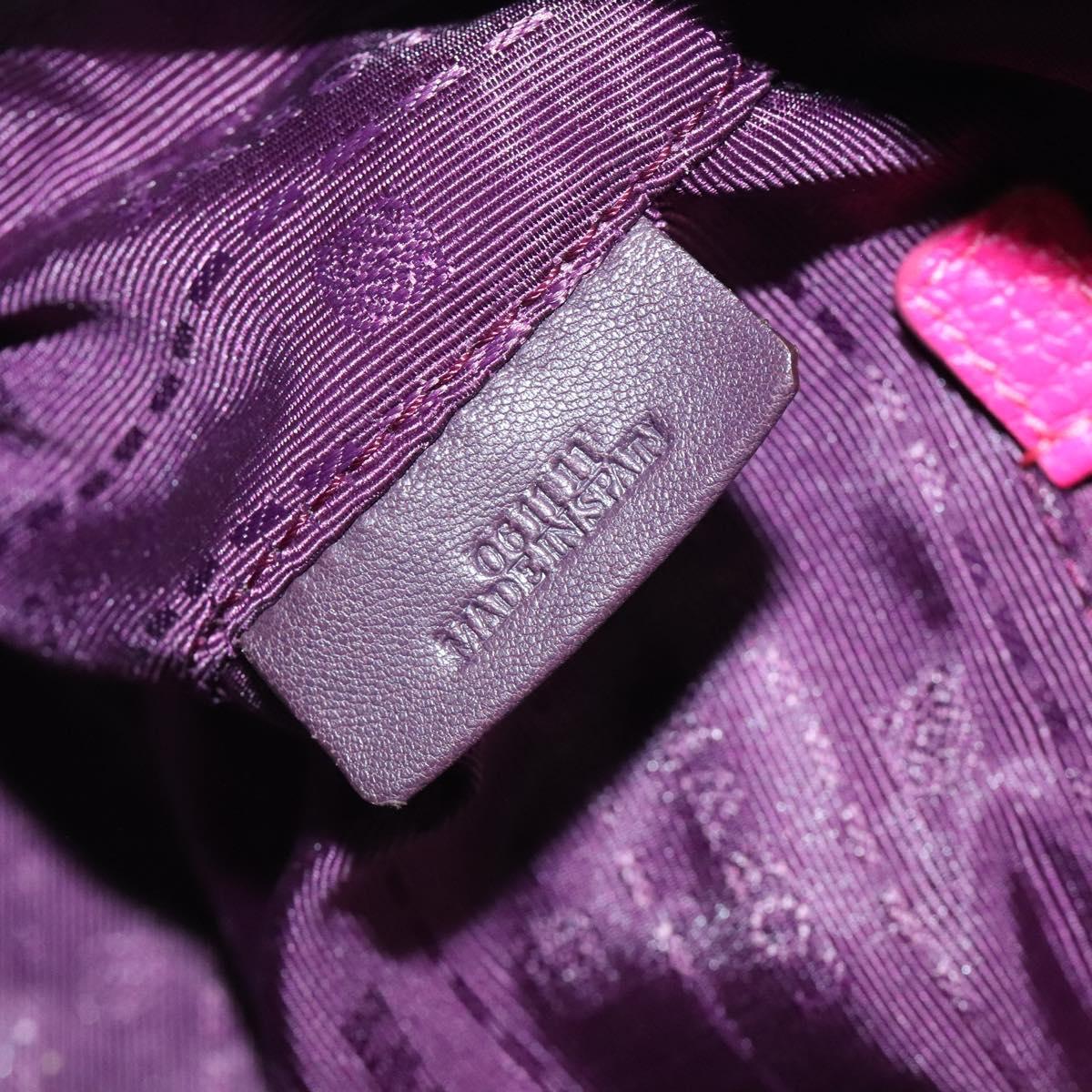 LOEWE Anagram Hand Bag Leather Pink Gold Auth yk17930