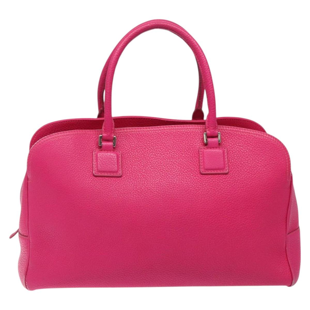 LOEWE Anagram Hand Bag Leather Pink Gold Auth yk17930