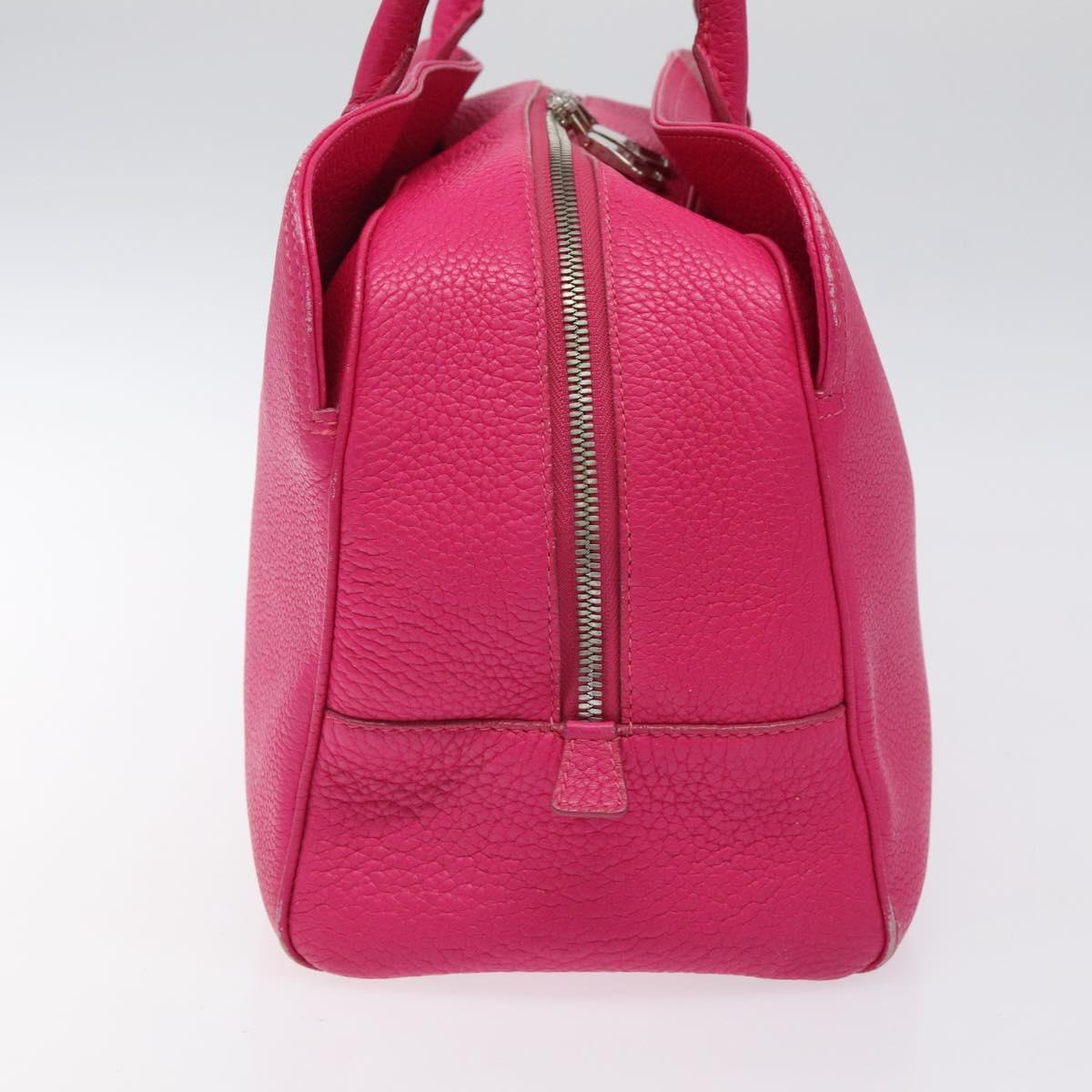 LOEWE Anagram Hand Bag Leather Pink Gold Auth yk17930