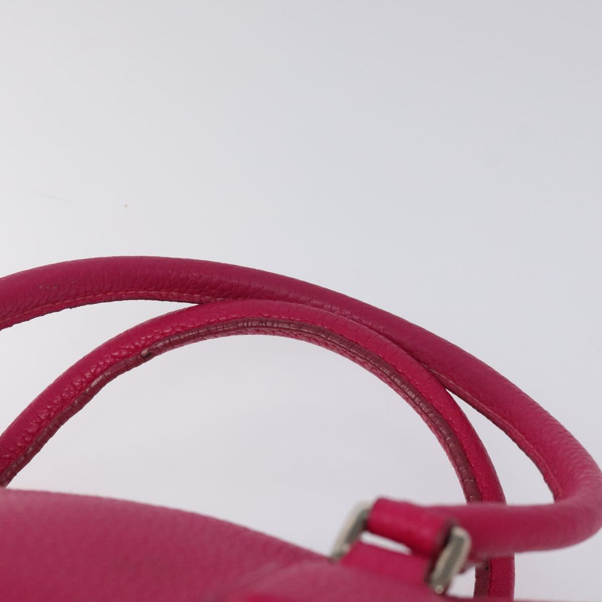 LOEWE Anagram Hand Bag Leather Pink Gold Auth yk17930