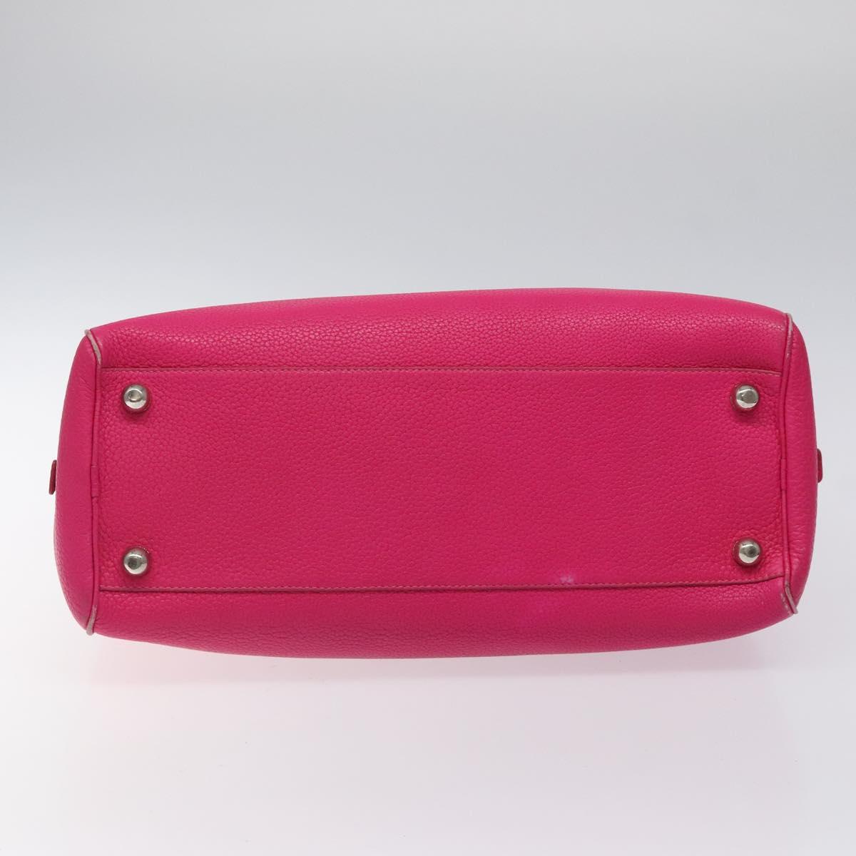 LOEWE Anagram Hand Bag Leather Pink Gold Auth yk17930