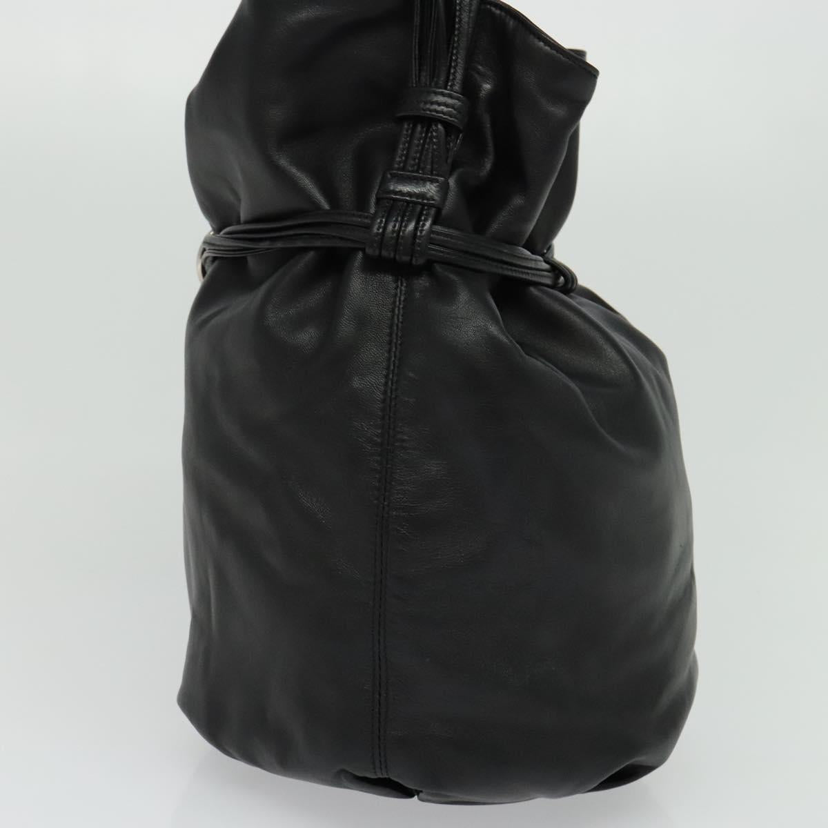 LOEWE Anagram Hand Bag Leather Black Silver Auth yk17932V