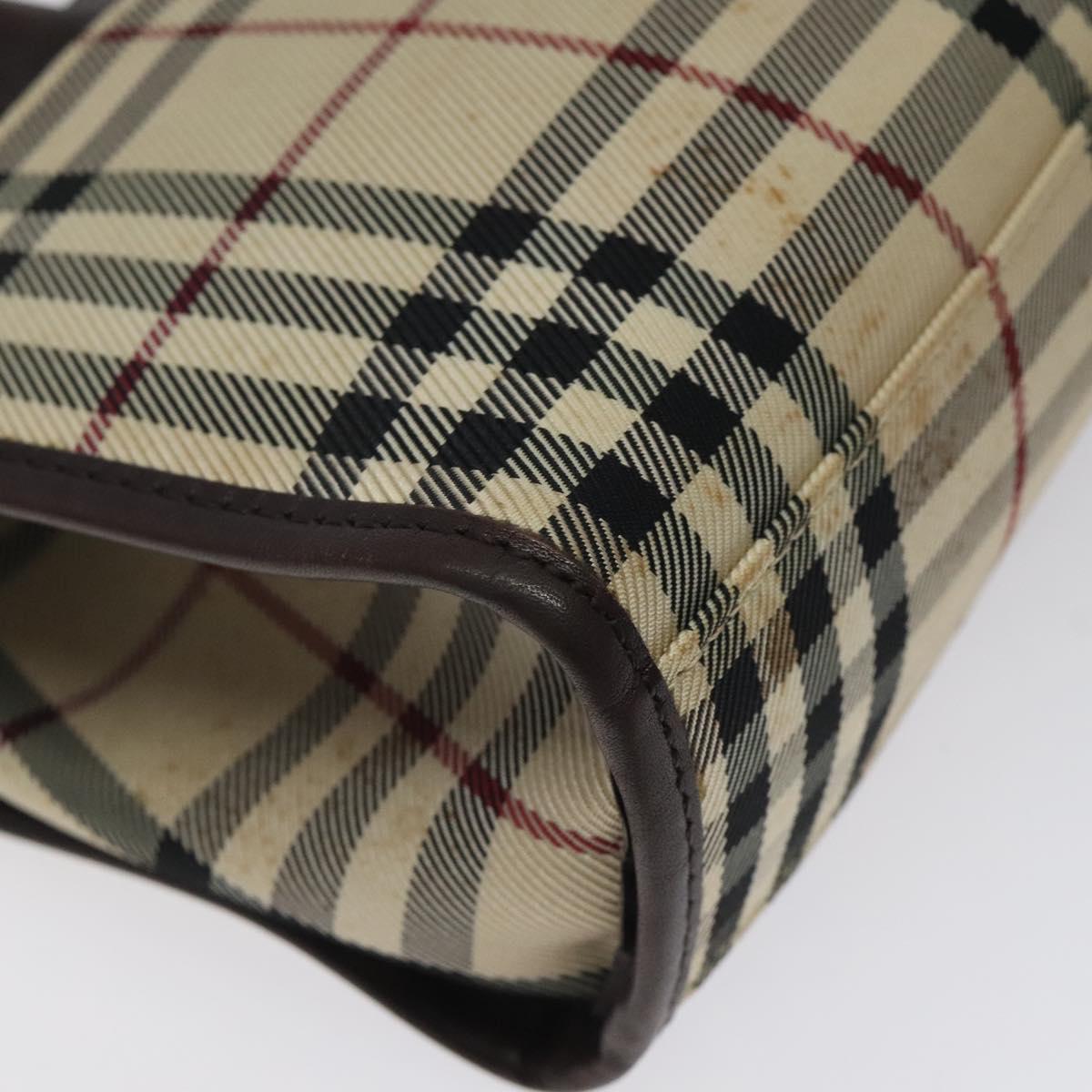 BURBERRY Nova Check Hand Bag Nylon Beige Brown Silver Auth yk17943