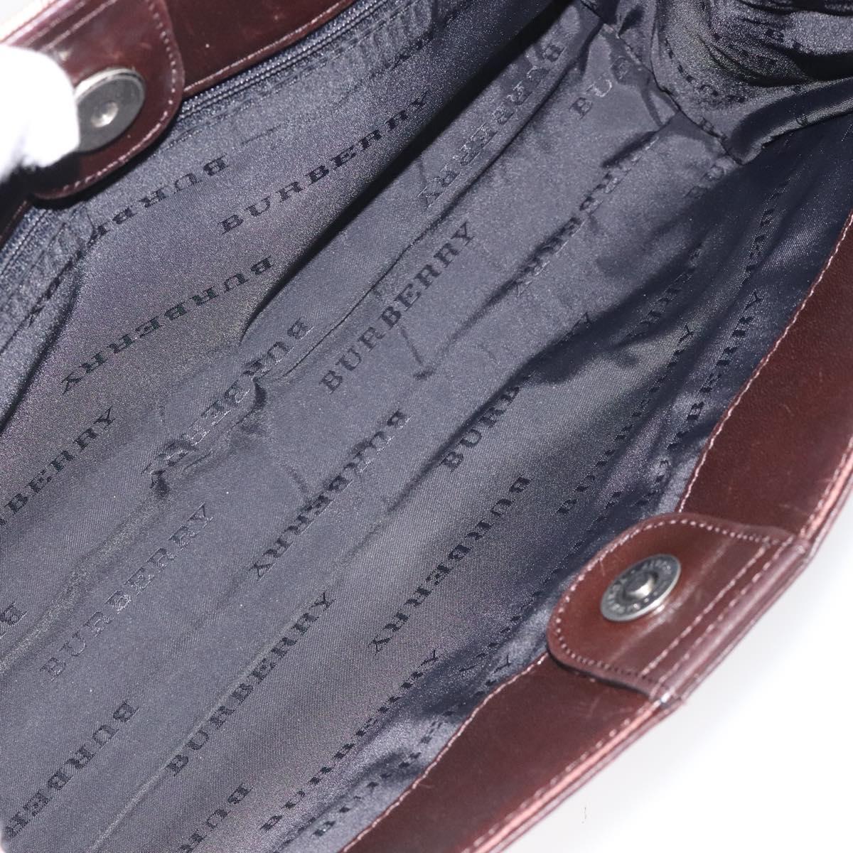 BURBERRY Nova Check Hand Bag Nylon Beige Brown Silver Auth yk17943