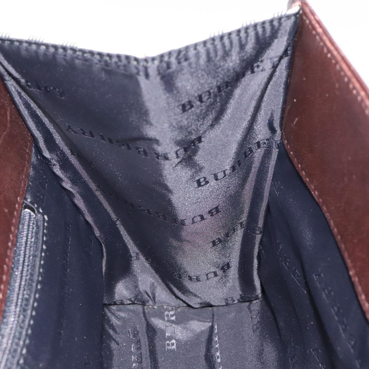 BURBERRY Nova Check Hand Bag Nylon Beige Brown Silver Auth yk17943