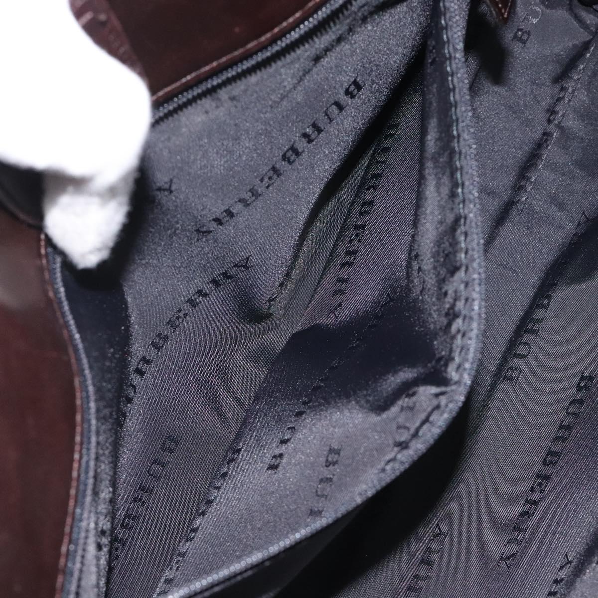 BURBERRY Nova Check Hand Bag Nylon Beige Brown Silver Auth yk17943