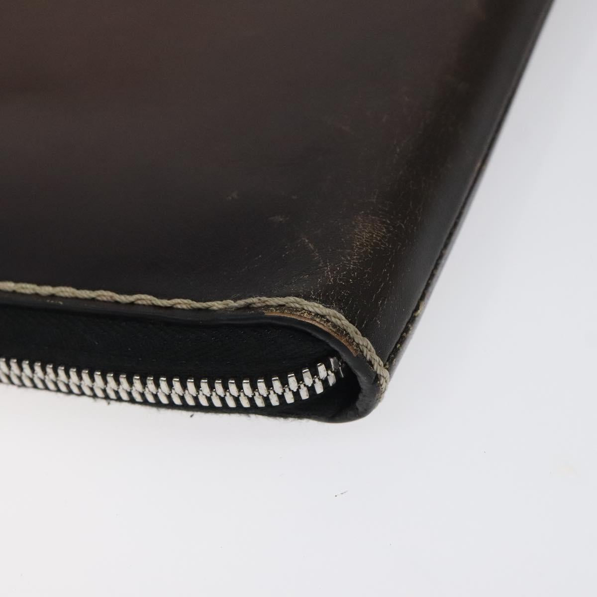 Berluti Calligraphy Clutch Bag Leather Brown Silver Auth yk17944