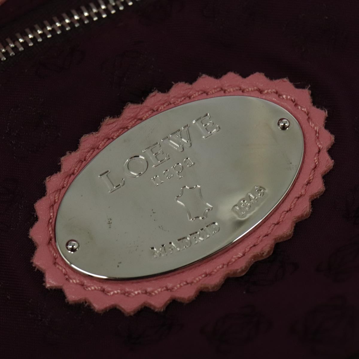 LOEWE Nappa Aire Anagram Hand Bag Leather Pink Silver Auth yk17947A