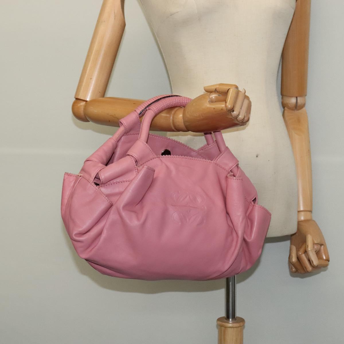 LOEWE Nappa Aire Anagram Hand Bag Leather Pink Silver Auth yk17947A