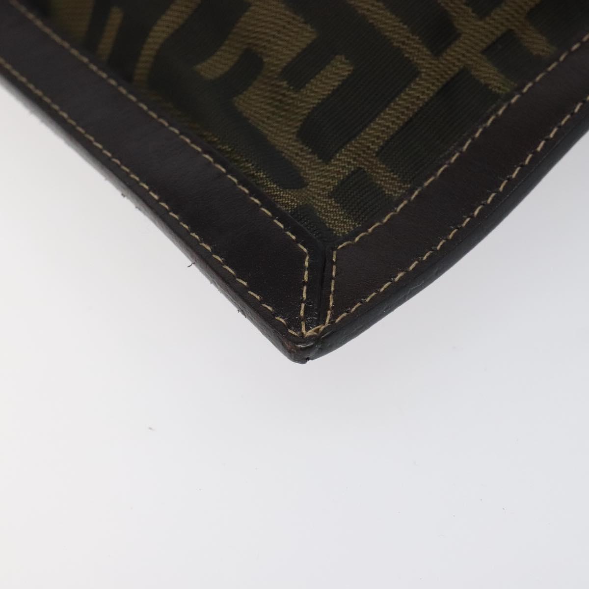 FENDI Zucca Canvas Clutch Bag Brown Black gold Auth yk17958