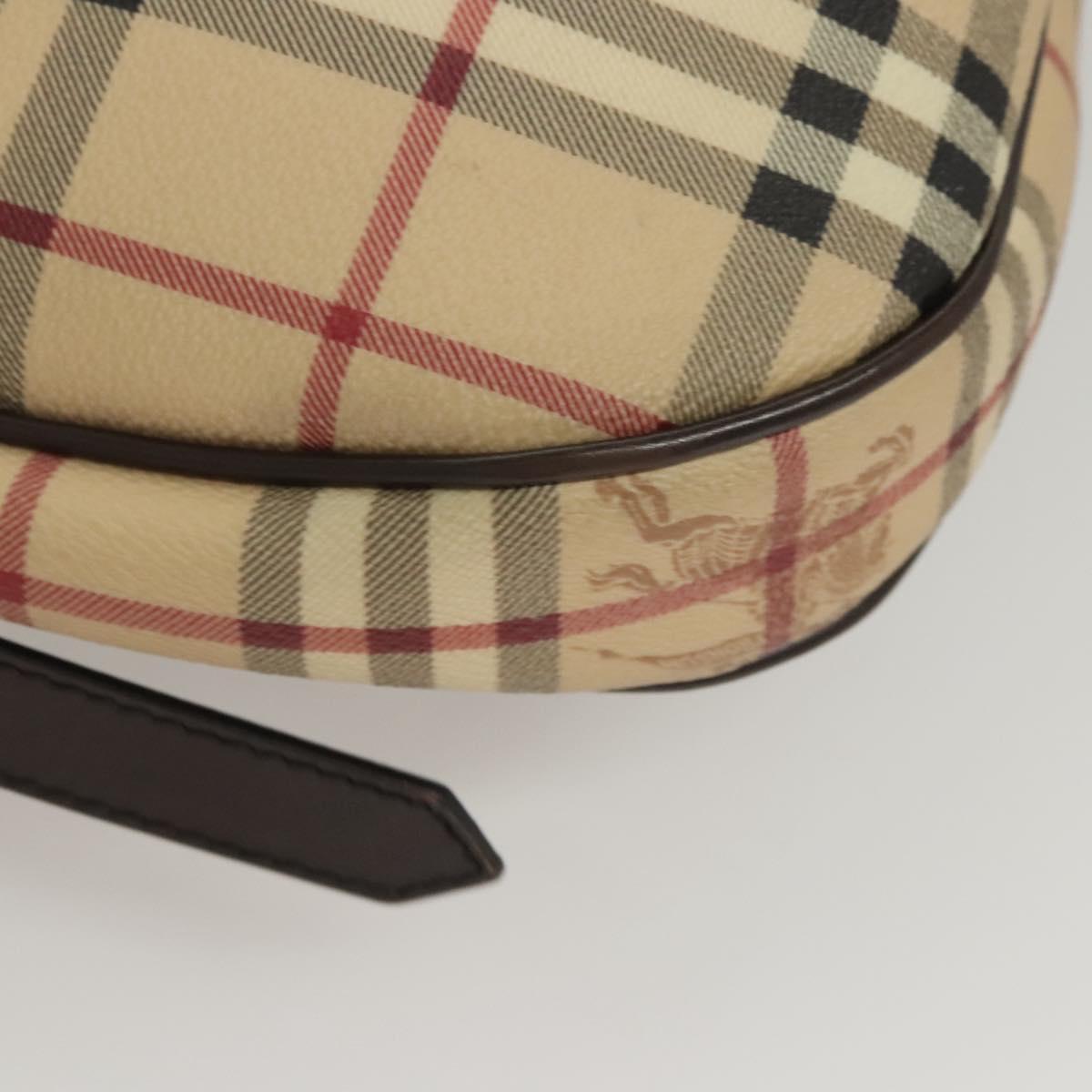 BURBERRY Nova Check Shoulder Bag PVC Leather Beige Brown gold Auth yk17973