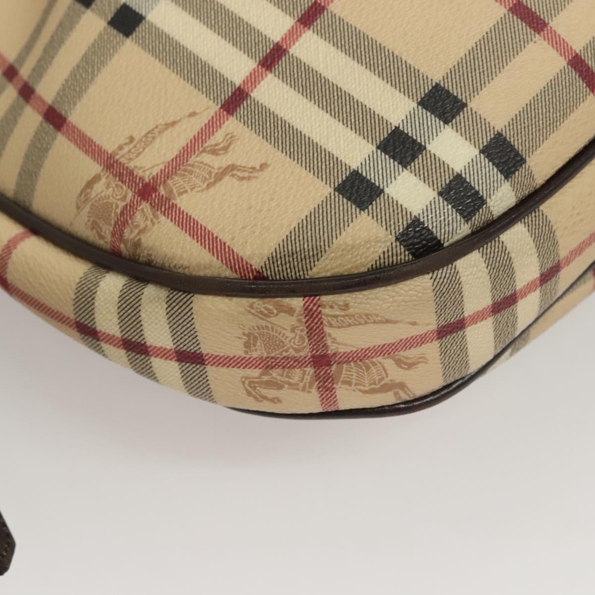 BURBERRY Nova Check Shoulder Bag PVC Leather Beige Brown gold Auth yk17973