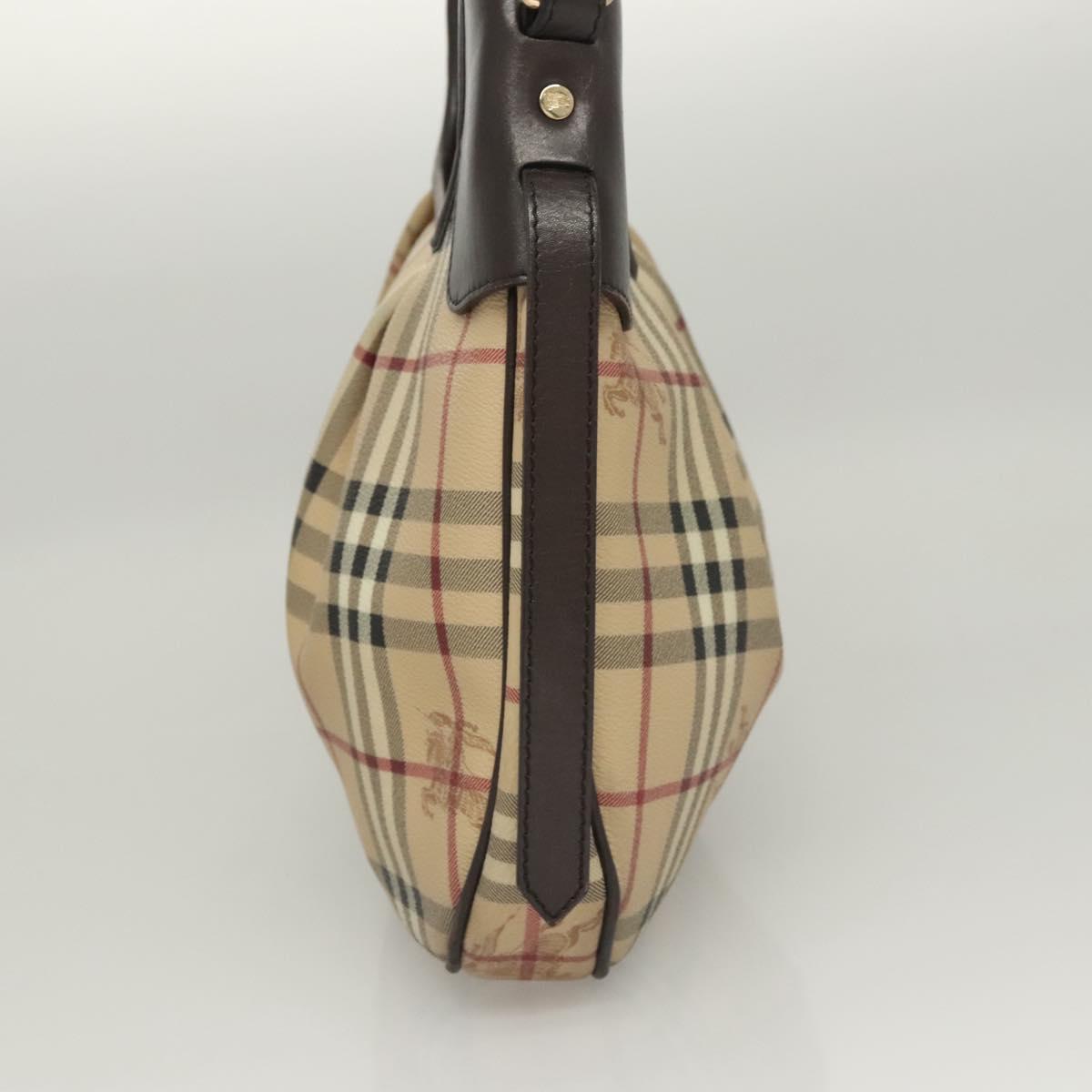 BURBERRY Nova Check Shoulder Bag PVC Leather Beige Brown gold Auth yk17973